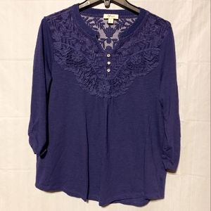 Style & Co EUC Purple Lacy Long Sleeve Soft Top, Women's Size Medium